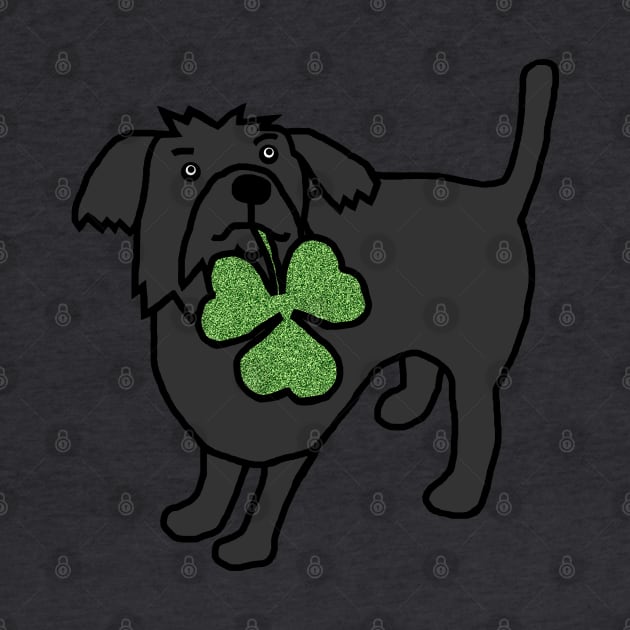 Dog Holding Shamrock for St Patricks Day by ellenhenryart